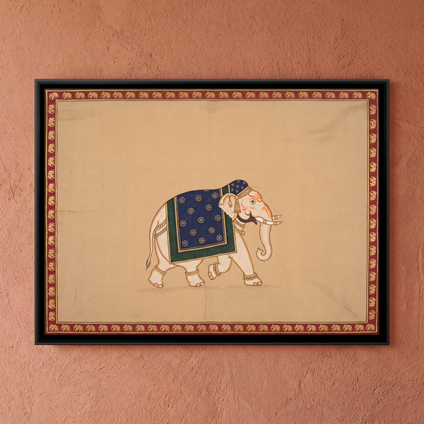 Adorned Elephant in Blue Drape