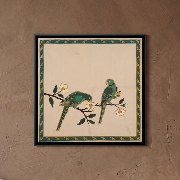 Two Parrots on Flowering Branches