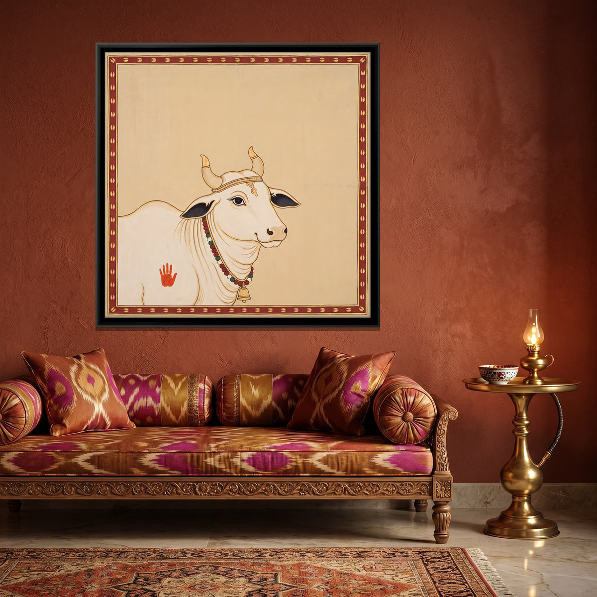Gau Mata - canvas art shown in a styled room