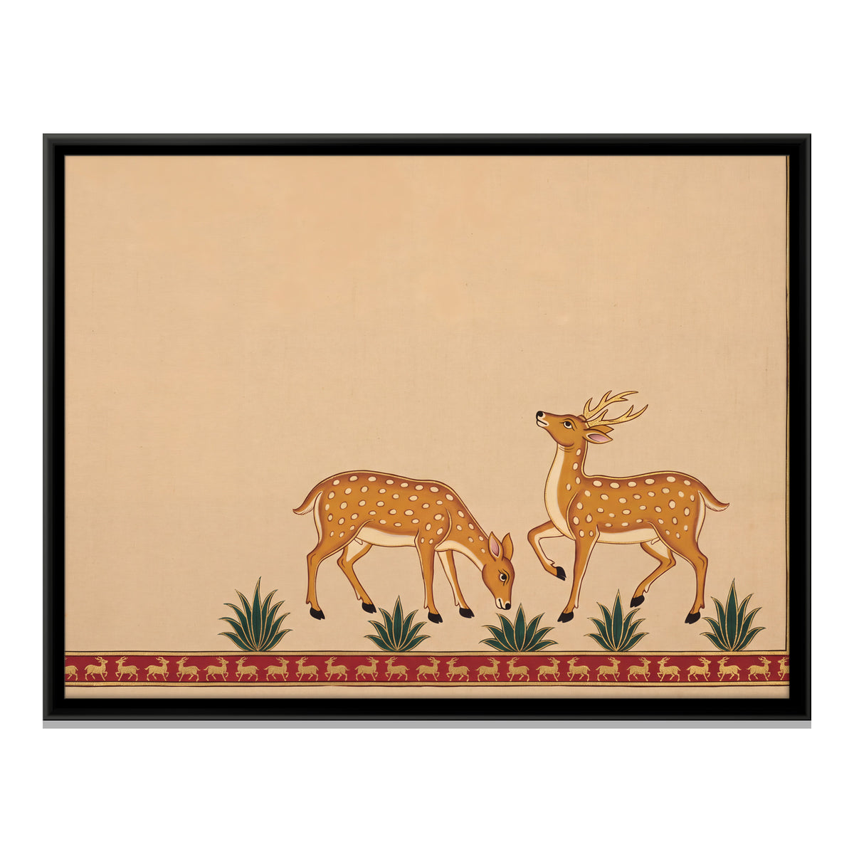 Pair of Spotted Deer - framed canvas print, front view