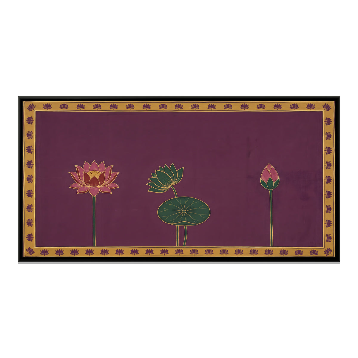 Three Lotus Stems - framed canvas print, front view