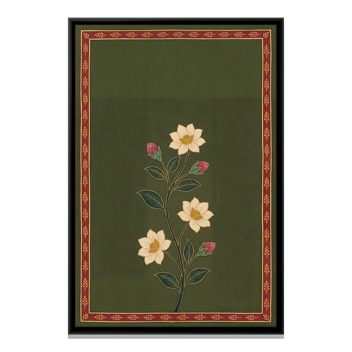 Flowering Vine with Pink Buds - framed canvas print, front view
