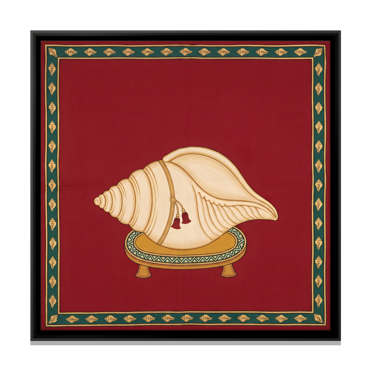 Sacred Conch on a Pedestal - framed canvas print, front view