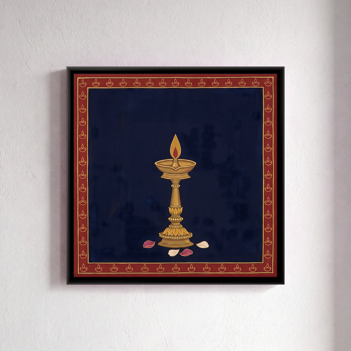 A Single Burning Lamp - framed canvas art hung on a wall