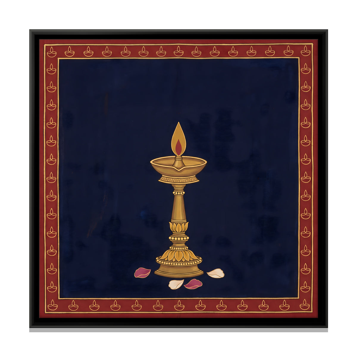 A Single Burning Lamp - framed canvas print, front view