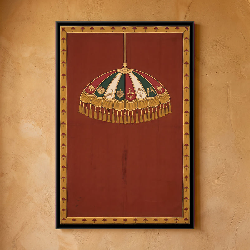 Ceremonial Chhatra - framed canvas art hung on a wall