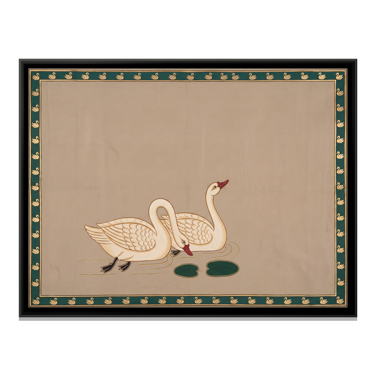 Pair of Swans - framed canvas print, front view