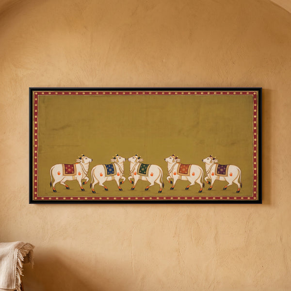 Five Decorated Cows in a Row