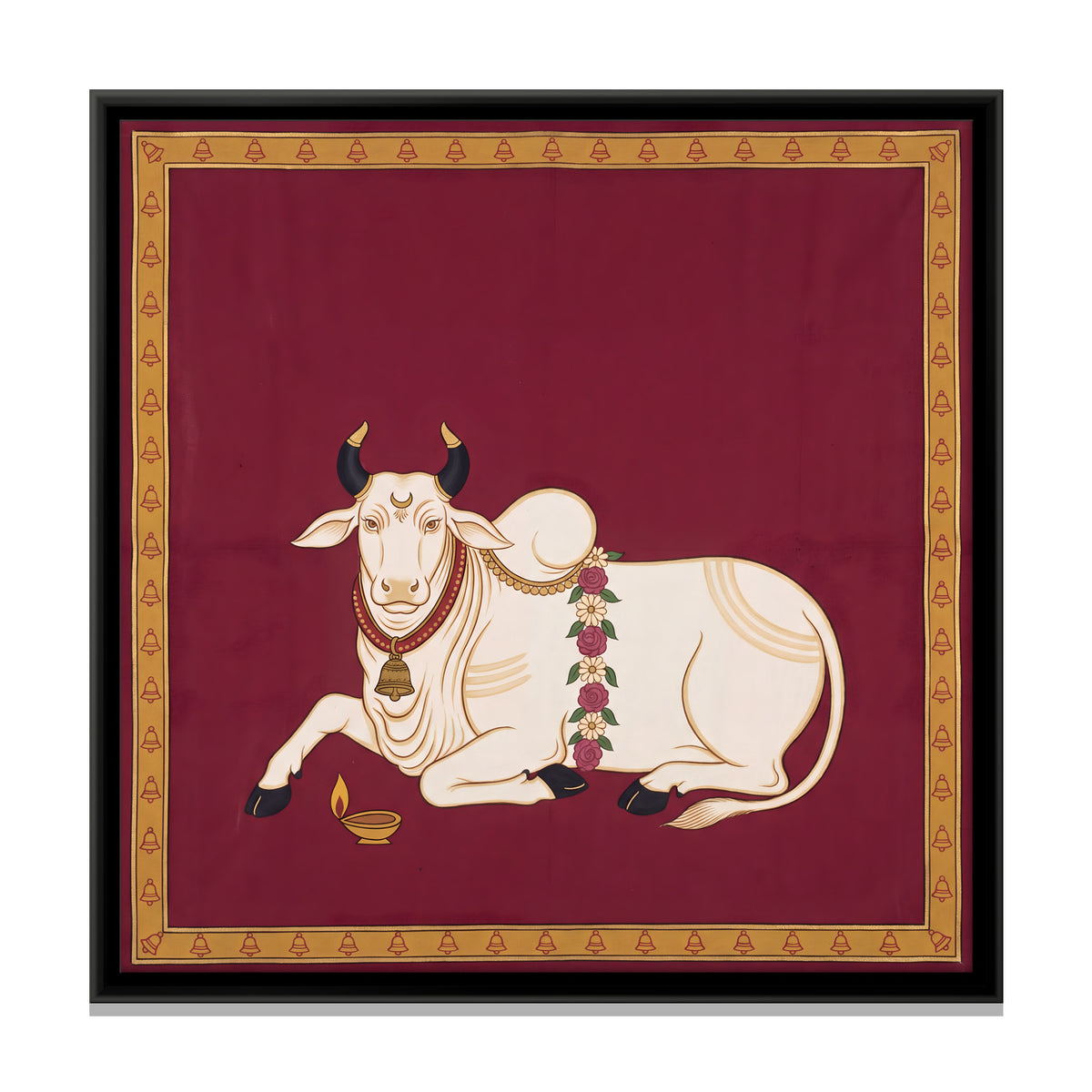 Reclining Nandi Bull - framed canvas print, front view