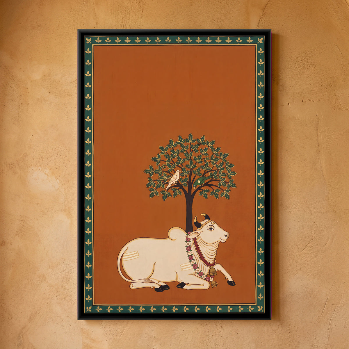 Nandi Beneath a Tree - framed canvas art hung on a wall