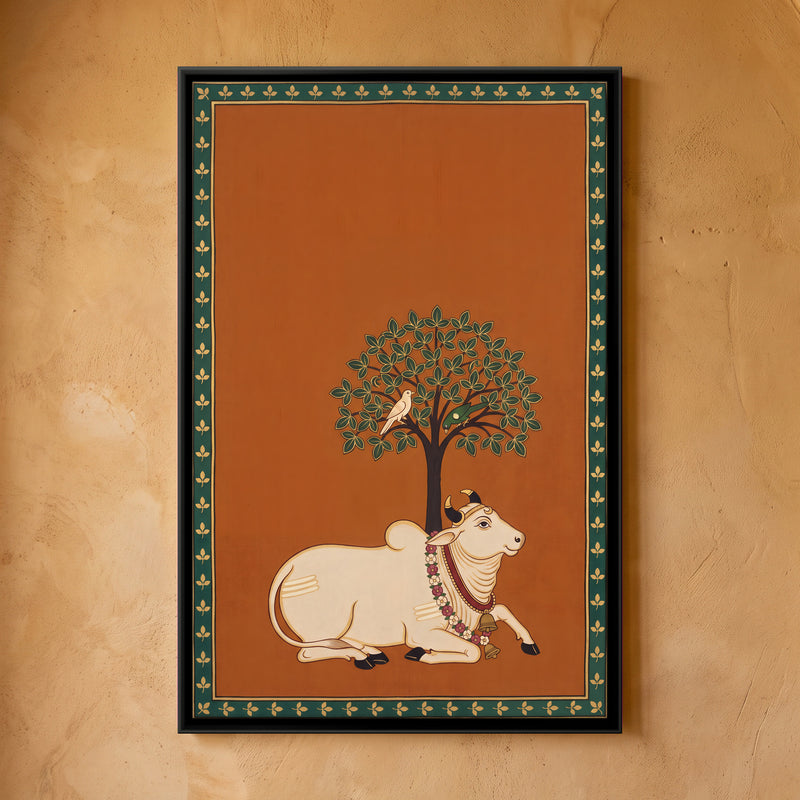 Nandi Beneath a Tree - framed canvas art hung on a wall