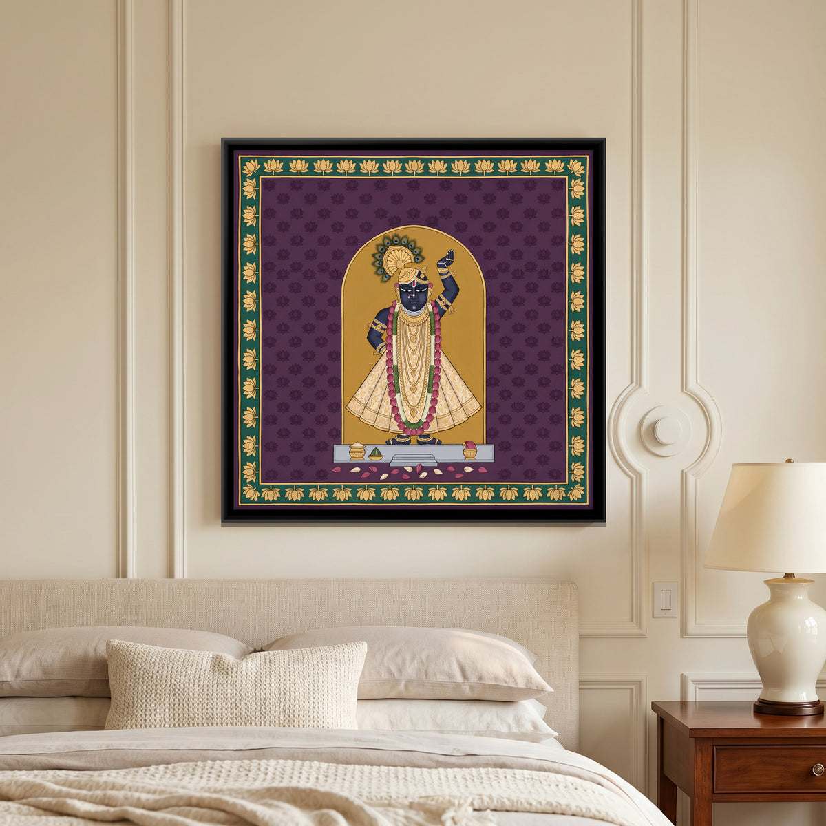 Shrinathji - canvas art shown in a styled room