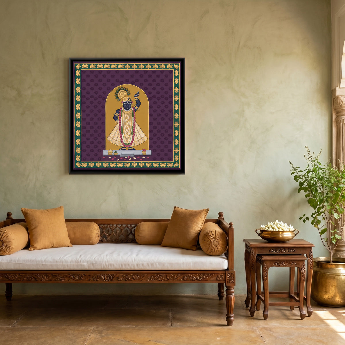 Shrinathji - canvas art shown in a second room setting
