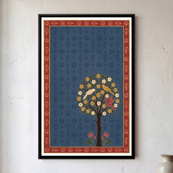 Tree of Life with Birds in Indigo, 3:2