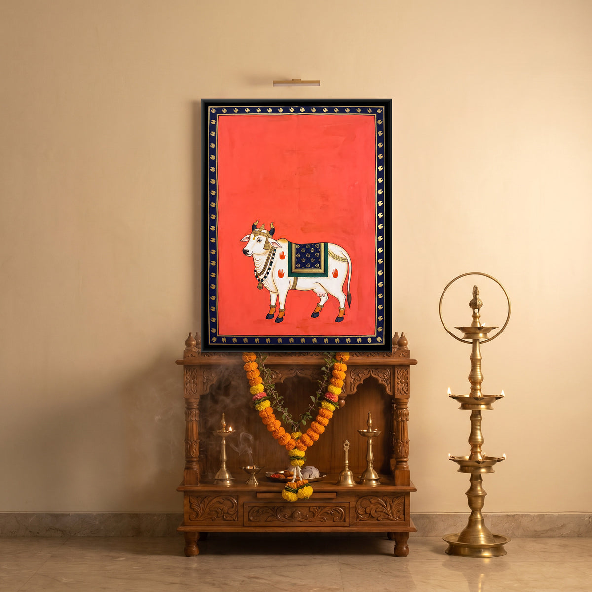 Gau Mata - canvas art shown in a styled room