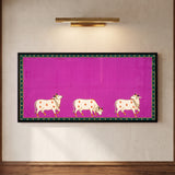 Three White Cows on a Pink Background