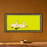 Pair of Swans on Water in Gold