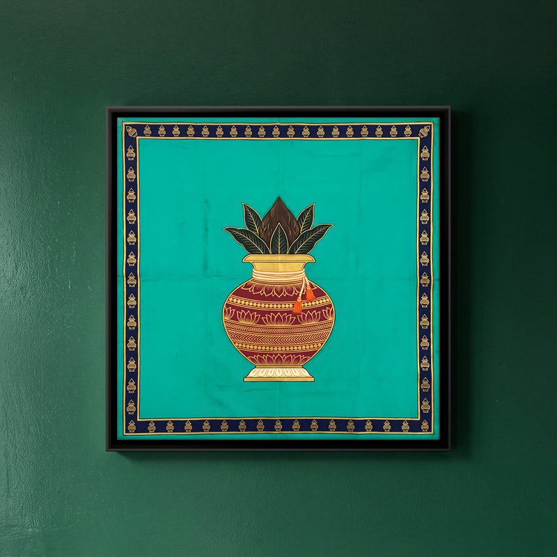 Purna Kalash - framed canvas art hung on a wall