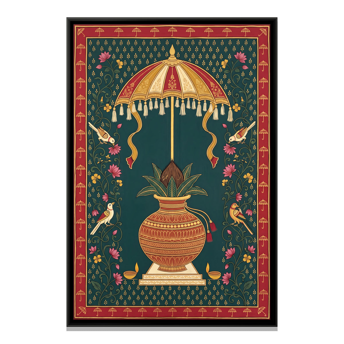 Kalash Beneath a Parasol - framed canvas print, front view