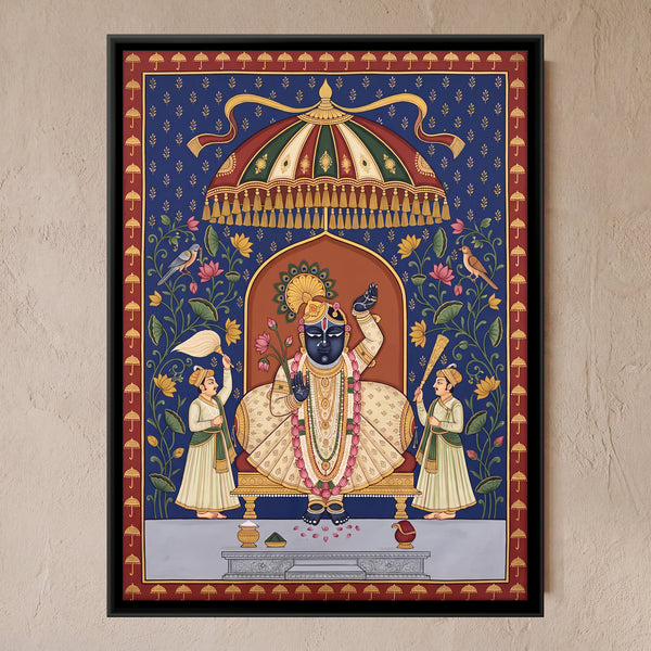Shrinathji Beneath a Parasol in Indigo
