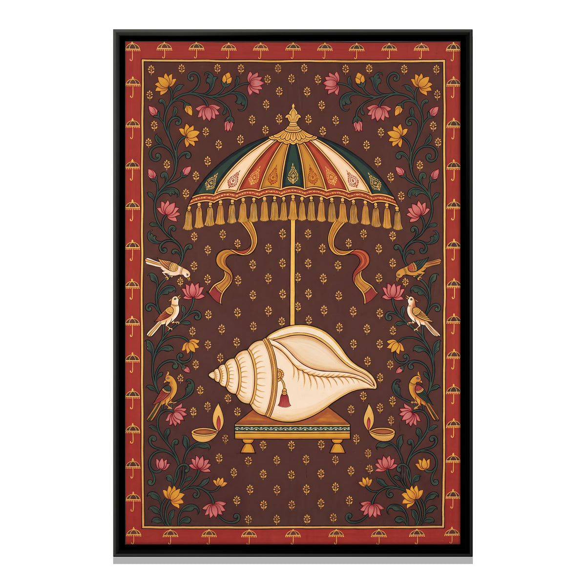 Conch Beneath a Parasol - framed canvas print, front view
