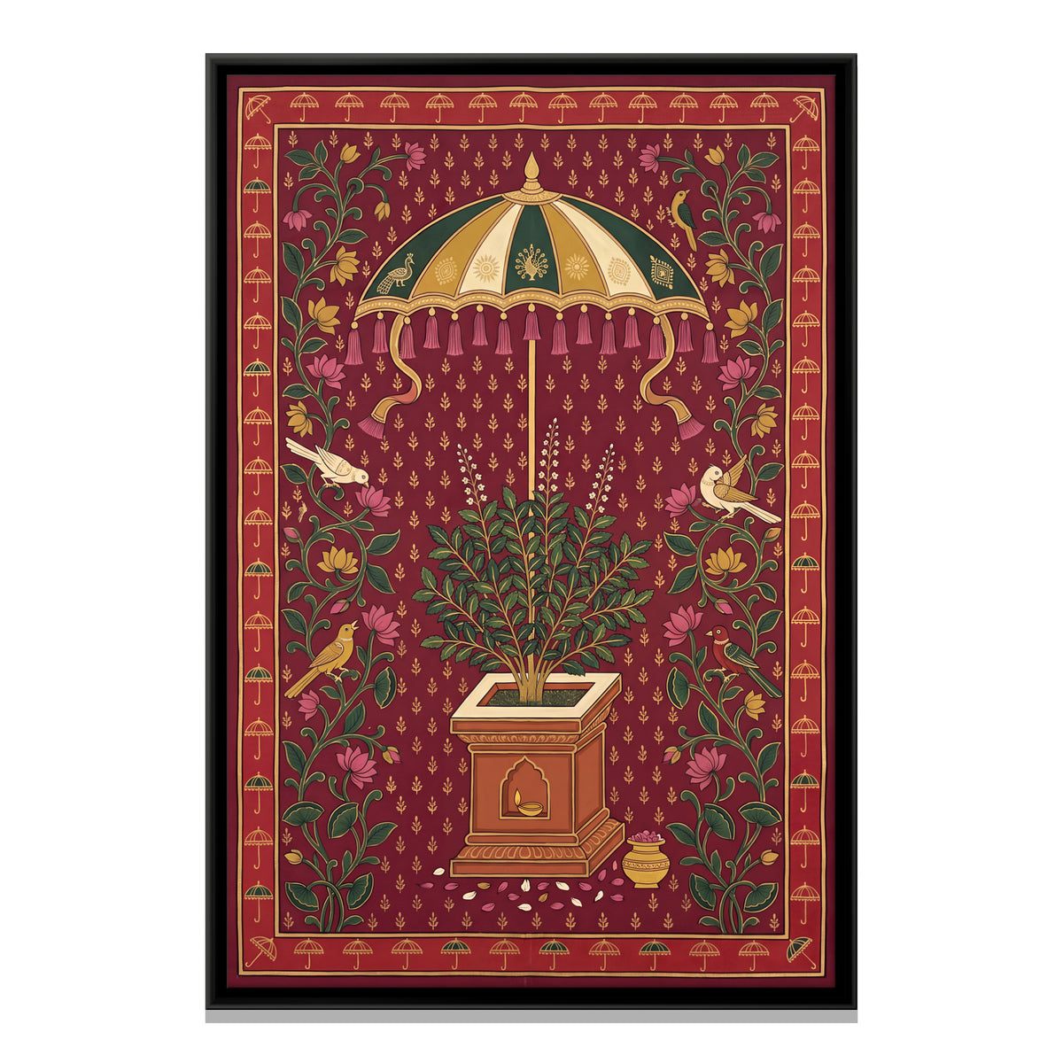 Tulsi Beneath a Parasol - framed canvas print, front view