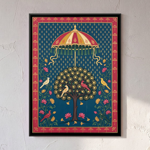 Kadamba Tree with Yellow Blooms Beneath a Parasol