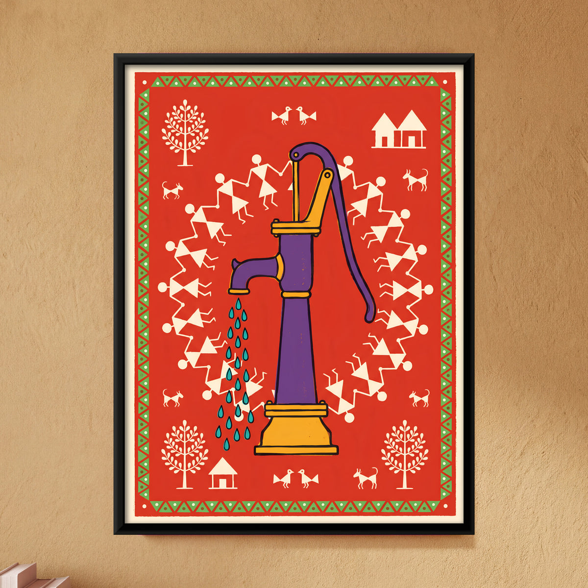 Village Hand Pump - framed canvas art hung on a wall