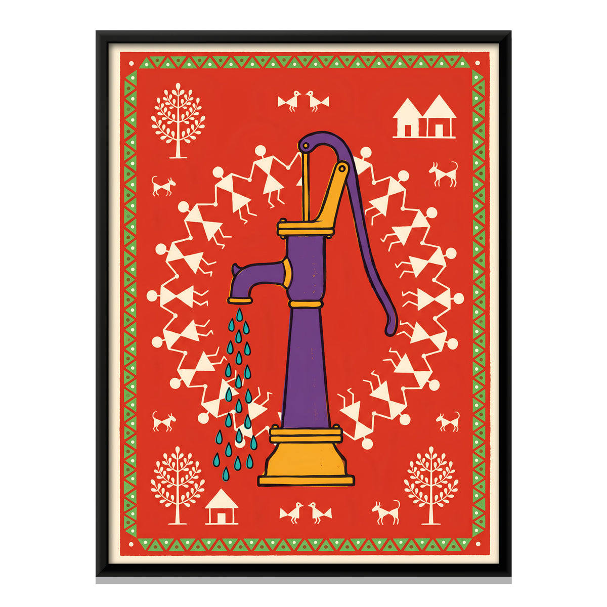 Village Hand Pump - framed canvas print, front view