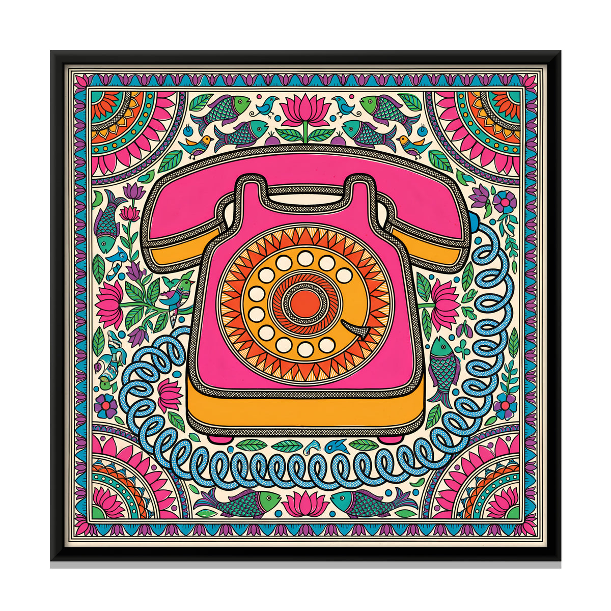 Rotary Dial Telephone - framed canvas print, front view