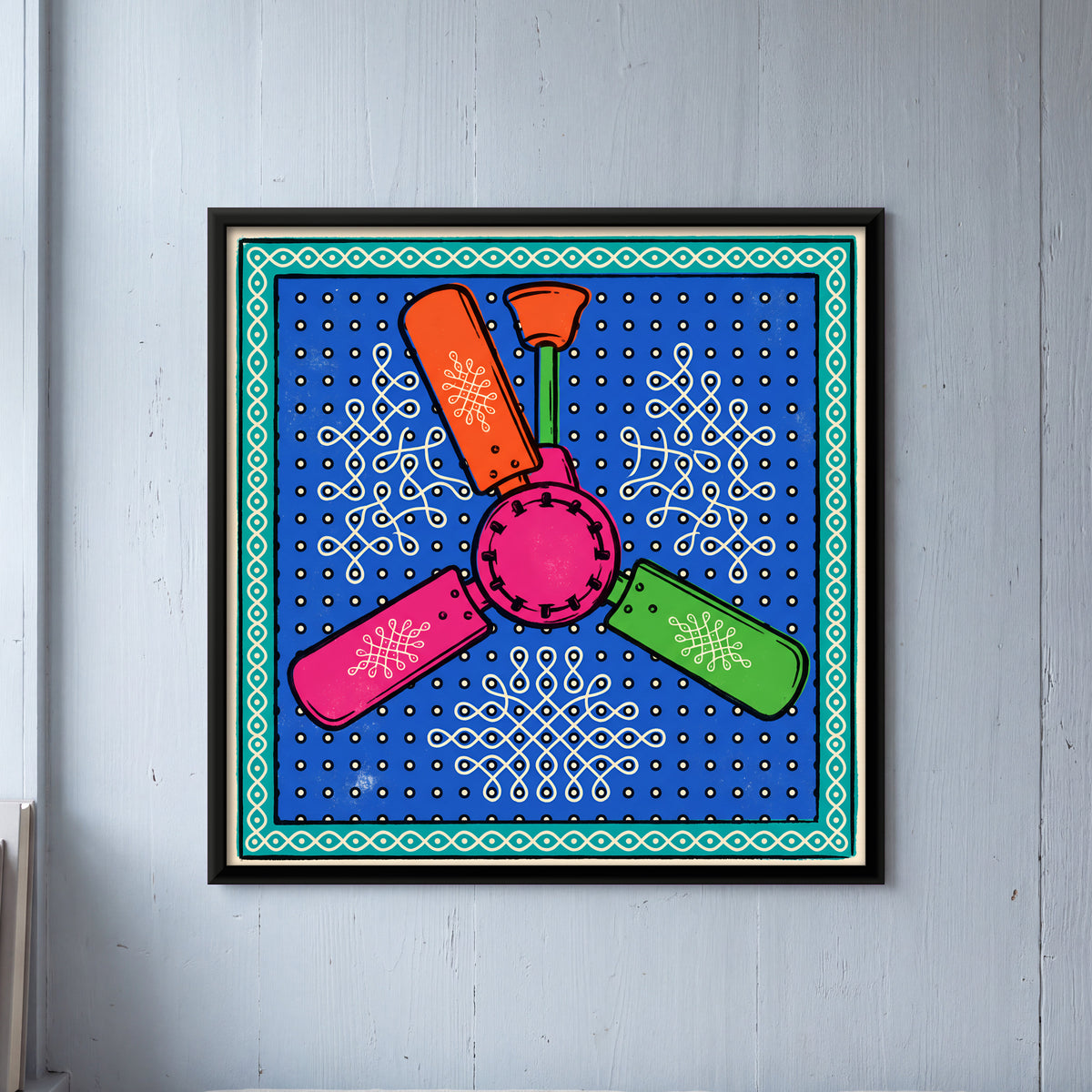 Ceiling Fan - framed canvas art hung on a wall