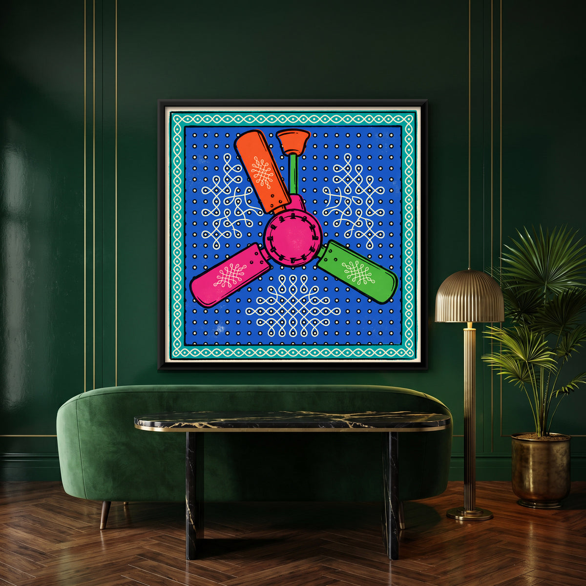 Ceiling Fan - canvas art shown in a styled room