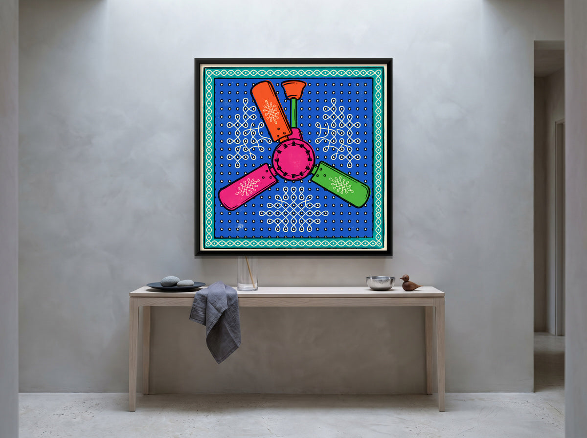Ceiling Fan - canvas art shown in a second room setting