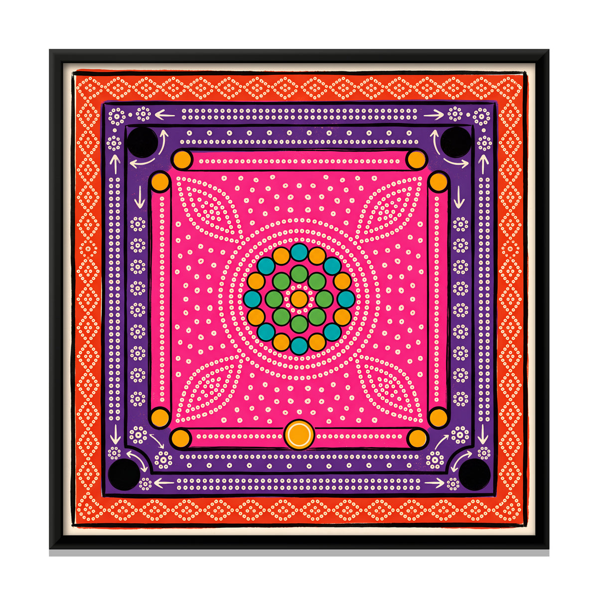 Carrom Board - framed canvas print, front view