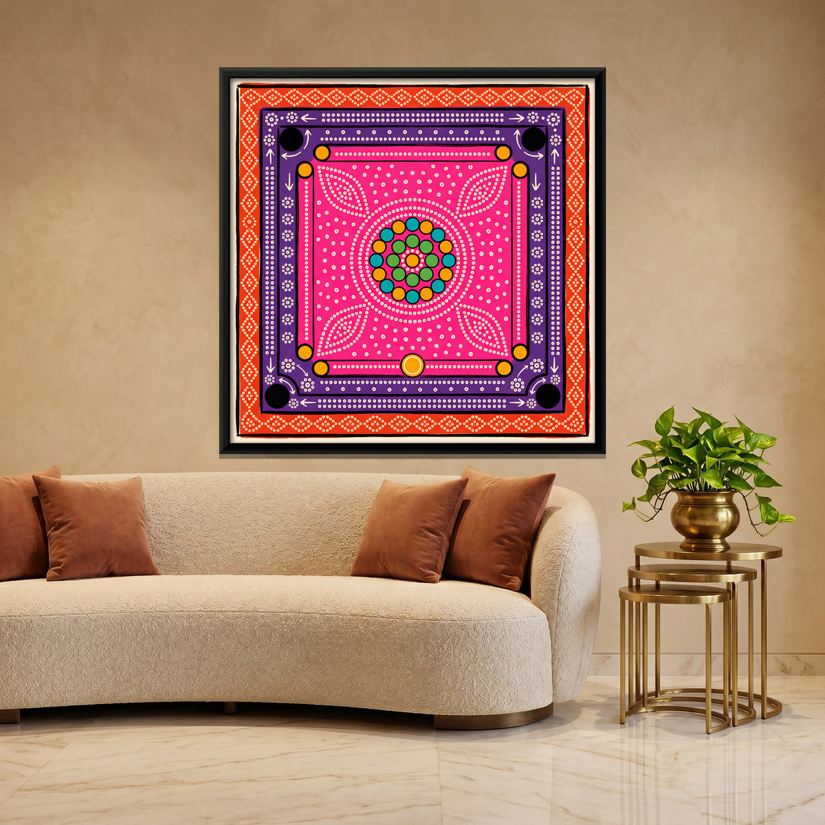 Carrom Board - canvas art shown in a second room setting