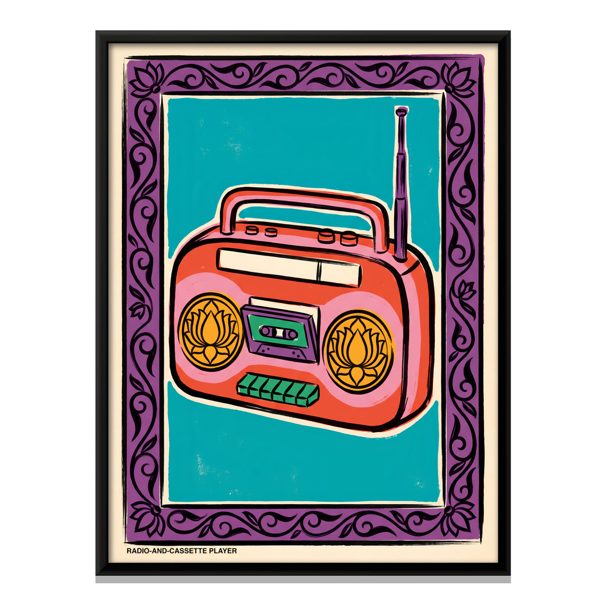 Radio and Cassette Player - framed canvas print, front view