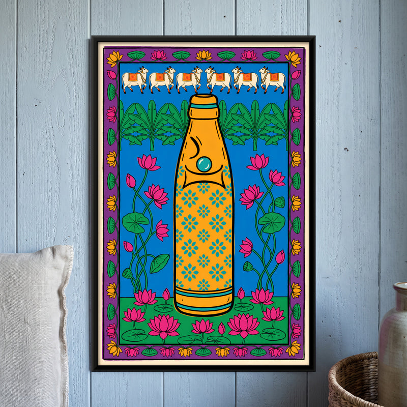 Goli Soda Bottle - framed canvas art hung on a wall