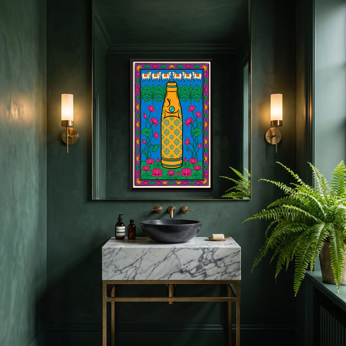 Goli Soda Bottle - canvas art shown in a second room setting