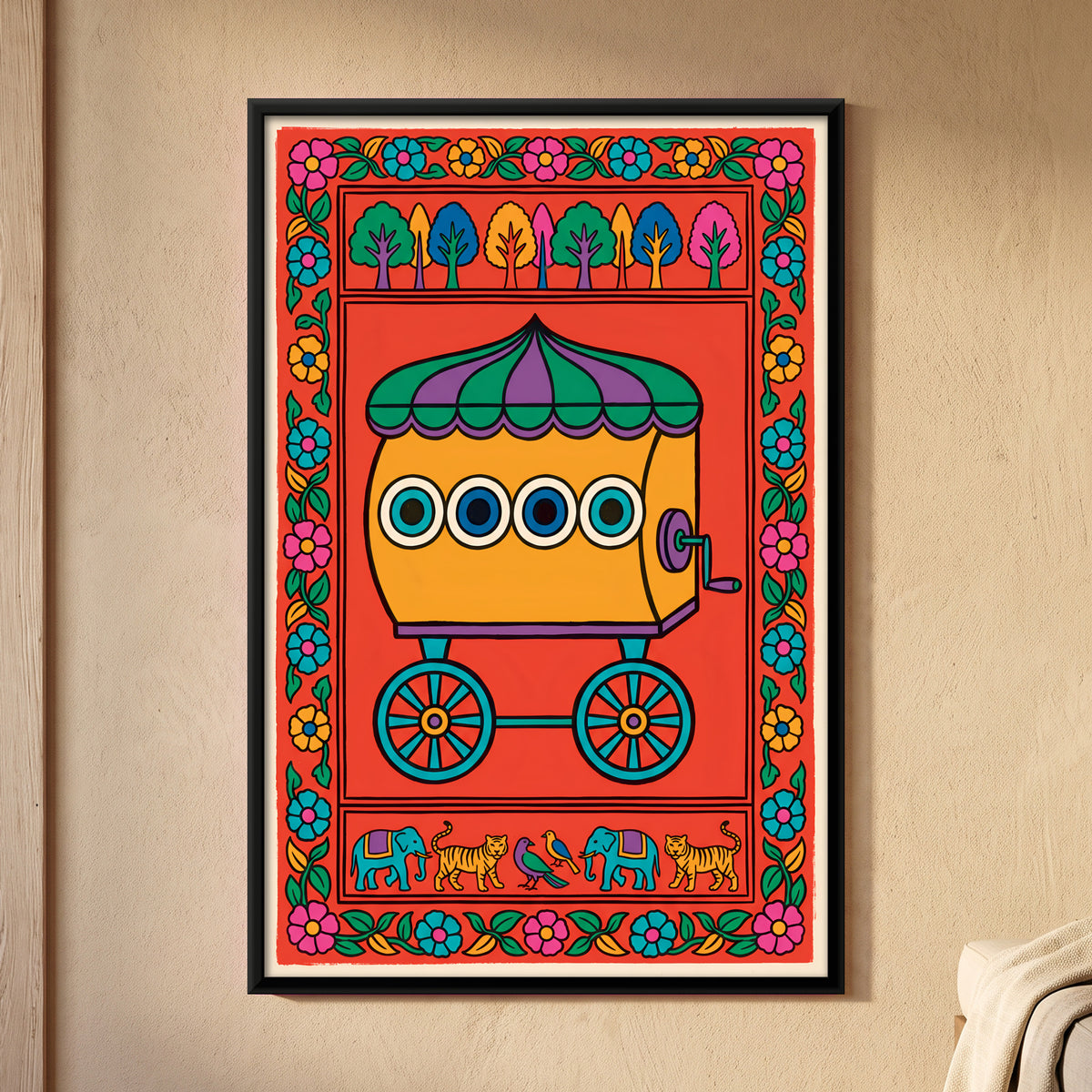 Bioscope Cart - framed canvas art hung on a wall