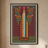 Stylized Bottle with Swirling Vine Motifs