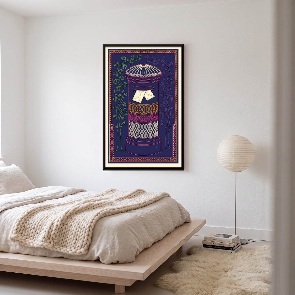 Postbox with Letters - canvas art shown in a styled room