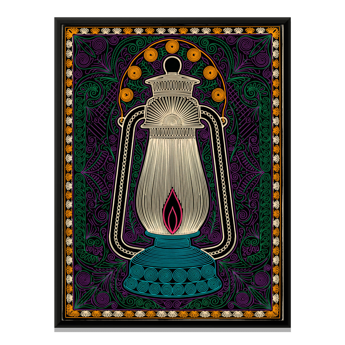 Hurricane Lantern - framed canvas print, front view