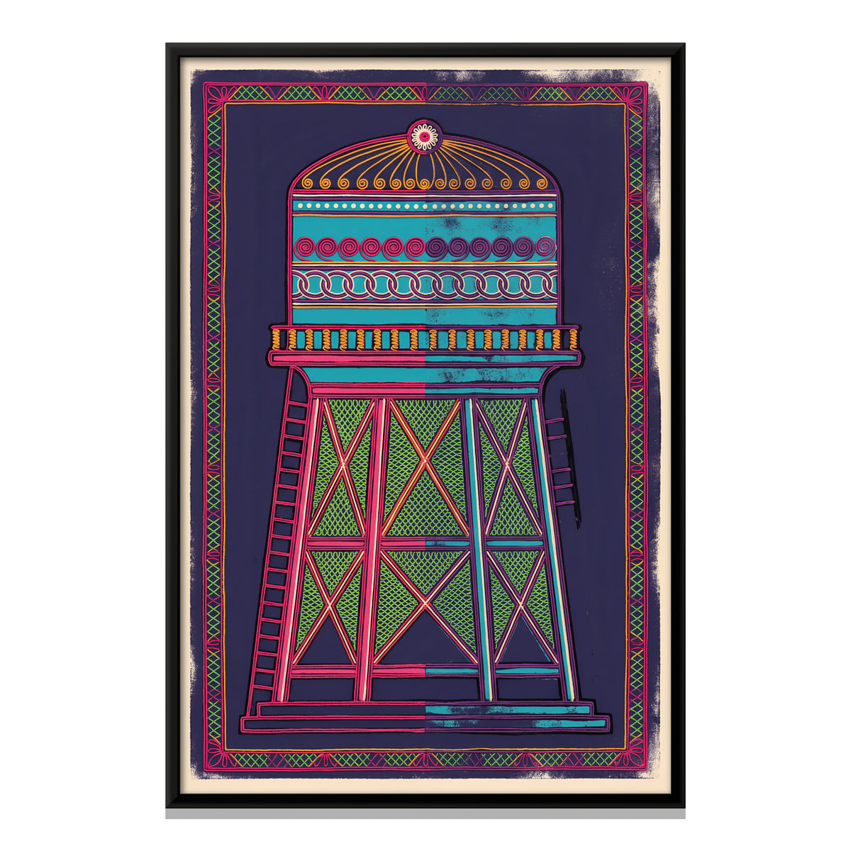 Overhead Water Tank - framed canvas print, front view