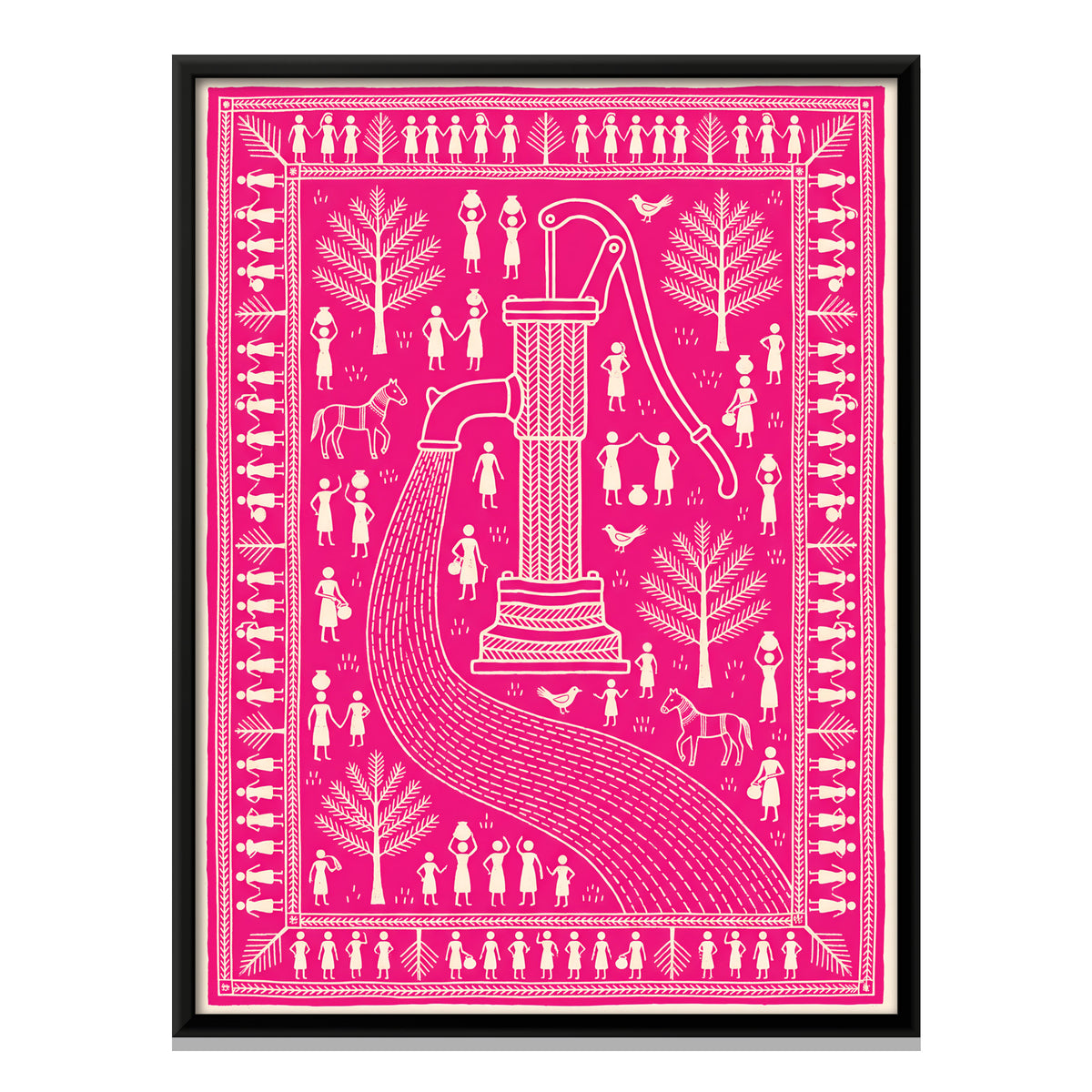 Village Hand Pump - framed canvas print, front view