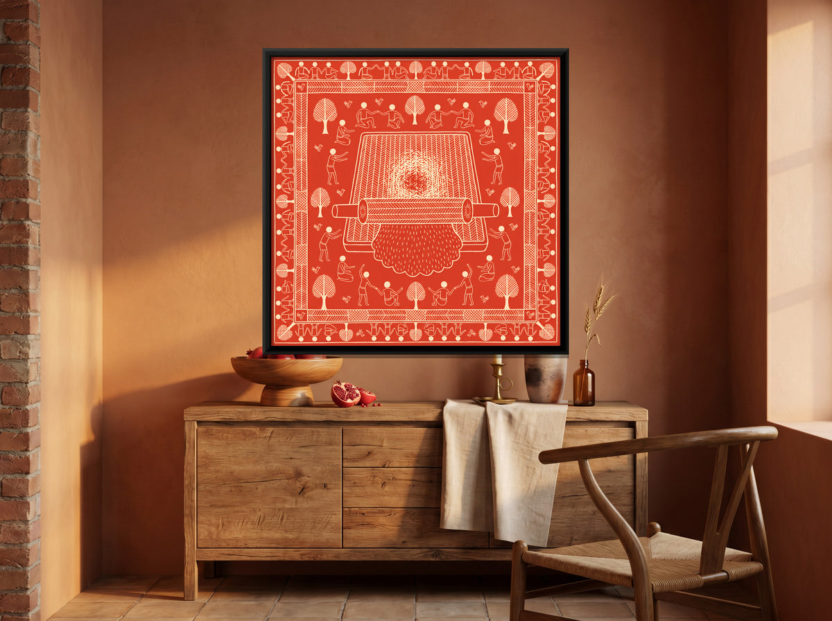 Sil Batta Grinding Stone - canvas art shown in a styled room