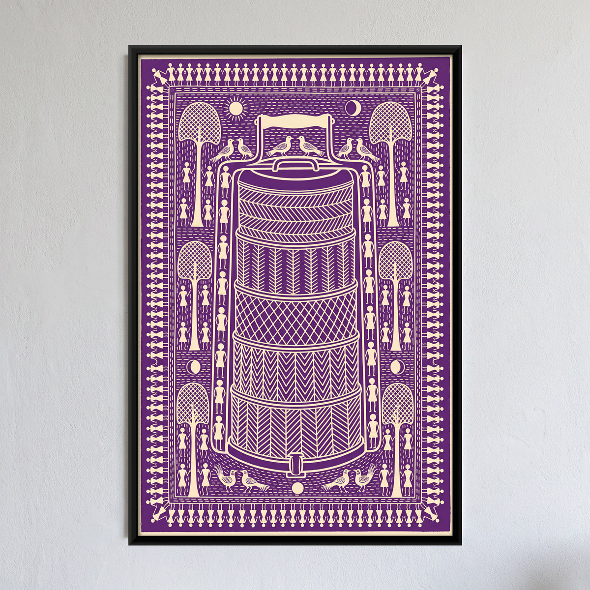 Stacked Tiffin Carrier - framed canvas art hung on a wall