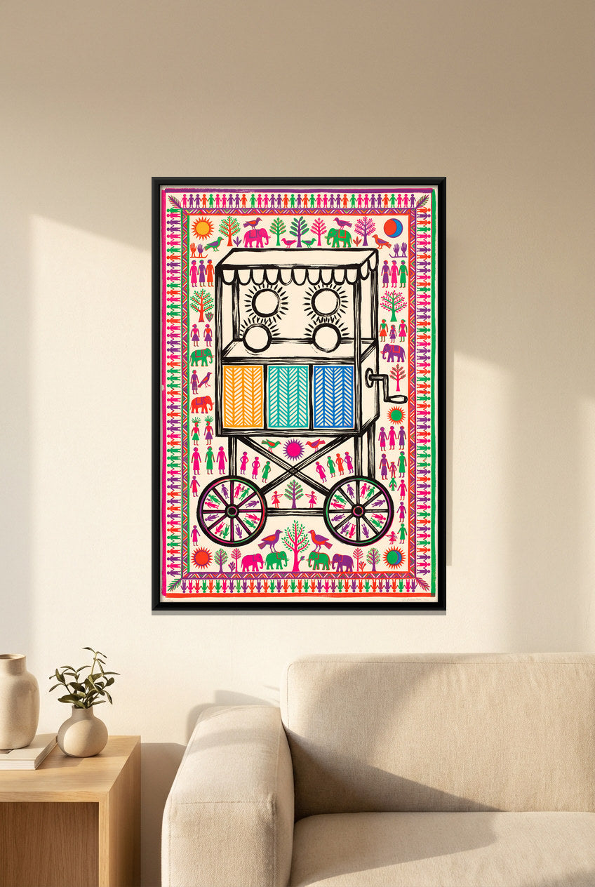 Bioscope Cart - canvas art shown in a styled room