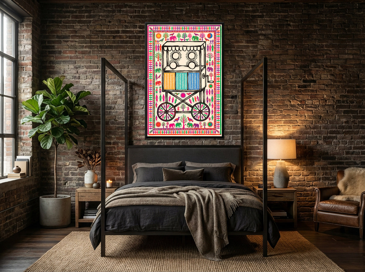 Bioscope Cart - canvas art shown in a second room setting