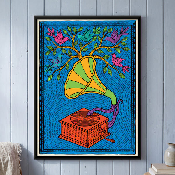 Gramophone with Birds in a Tree