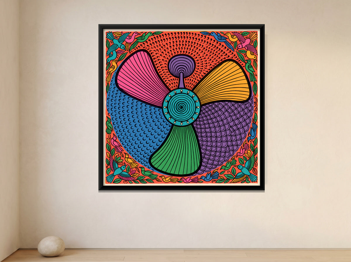 Ceiling Fan Seen from Below - canvas art shown in a second room setting